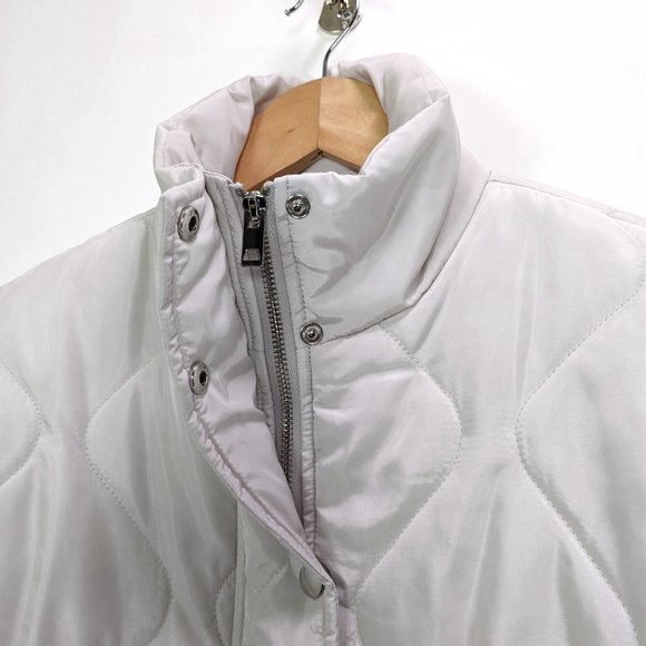 Violet Romance Size 4 Womens Quilted Short Jacket Coat in Stone - Picture 8 of 12